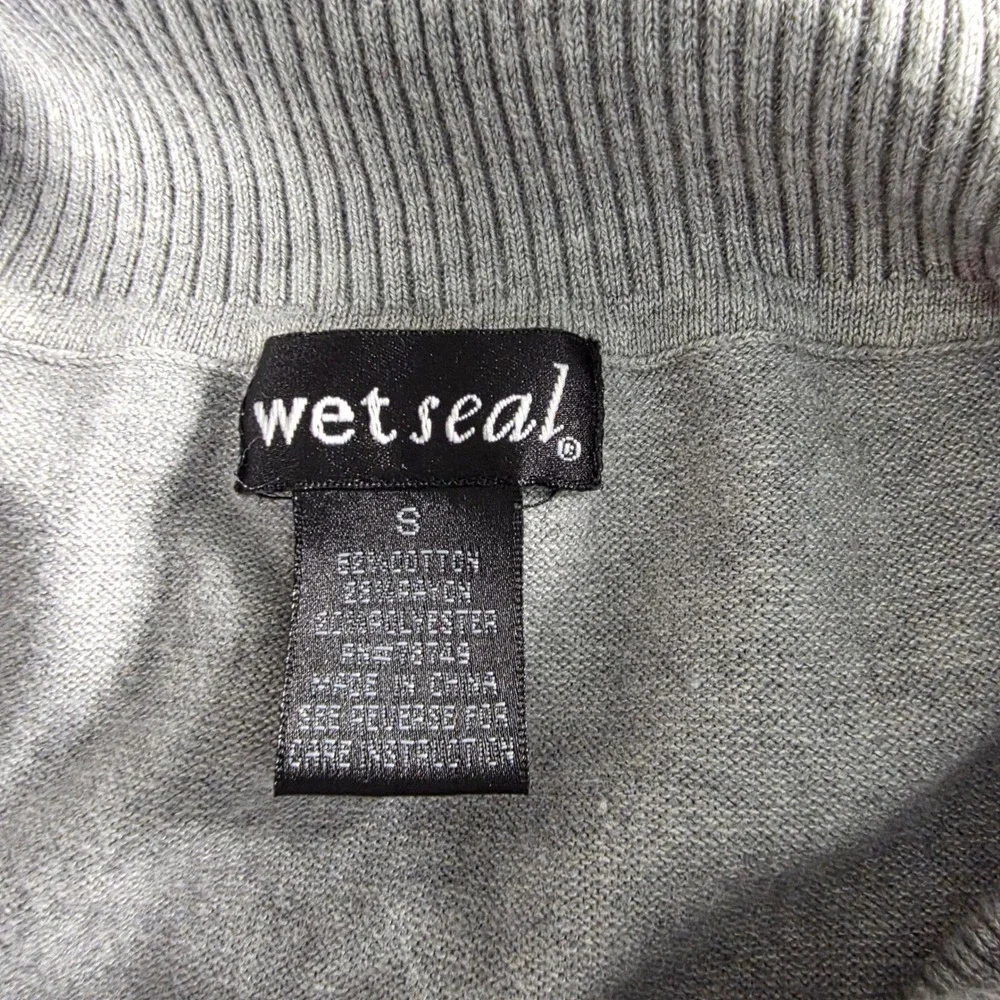 Wet Seal Gray Cowl Neck Short Sleeve Belted Sweater Tunic Small